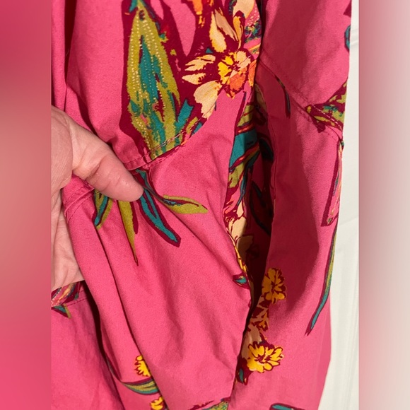 Free People Tunic Dress Women’s Large Pink Colorful Floral Boho Mini Peasant - Picture 7 of 10